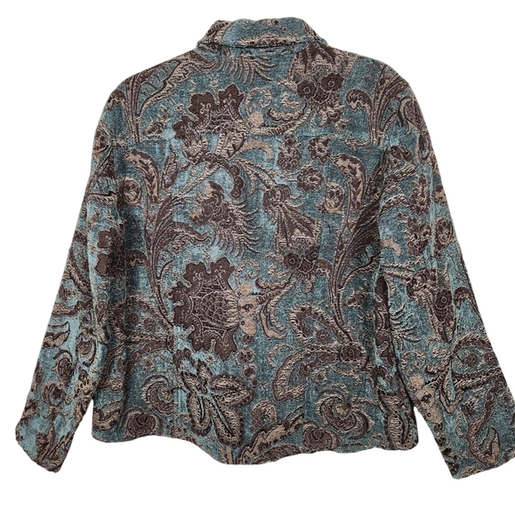 Chico's Tapestry Floral Print Blazer Jacket Women's Size Large Chico's Size 2 - Picture 2 of 7